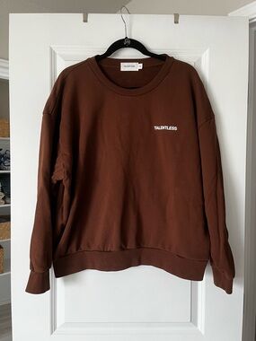 TALENTLESS Chocolate Brown Crewneck Sweatshirt with White Logo